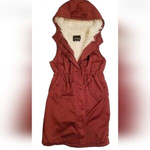Ottod'ame Anorak Red Utility Vest Jacket Coat Faux Fur Size 6 DG4799